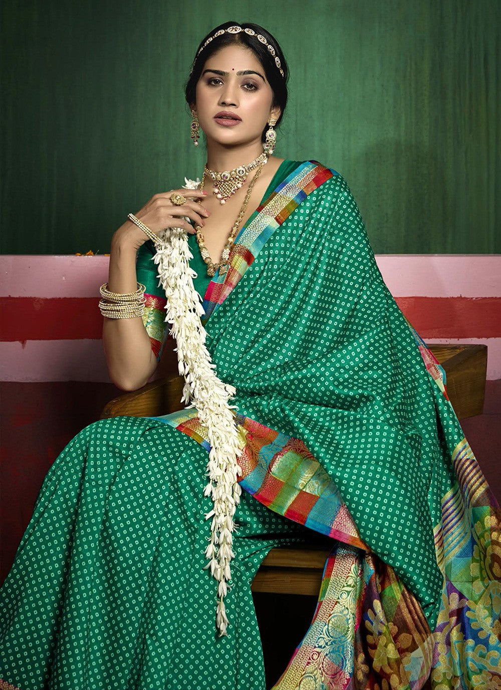Sea Green Silk Contemporary Saree Printed S17183