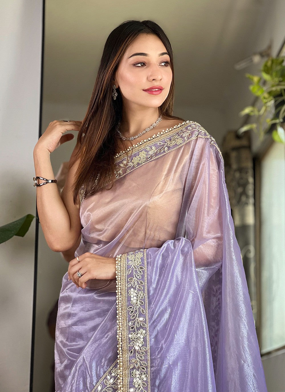 Embroidered, Sequins, Zari Silk Saree - S11490