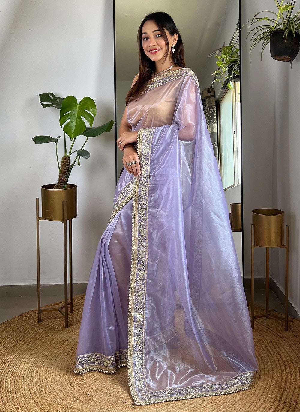 Embroidered, Sequins, Zari Silk Saree - S11490
