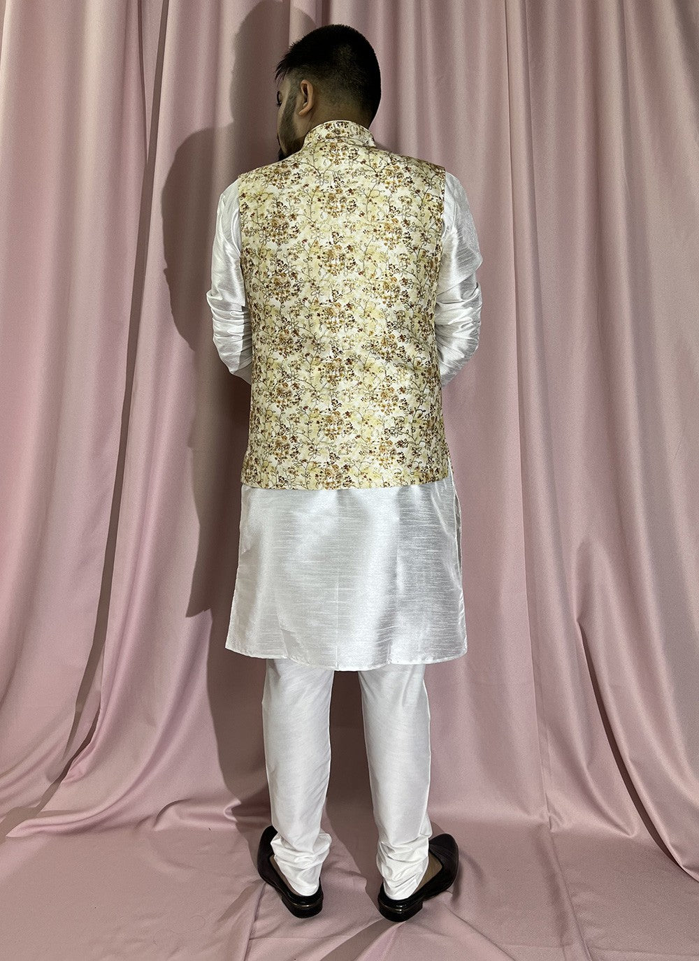 Embroidered Rayon, Silk Cream, White Kurta Payjama With Jacket - M5893