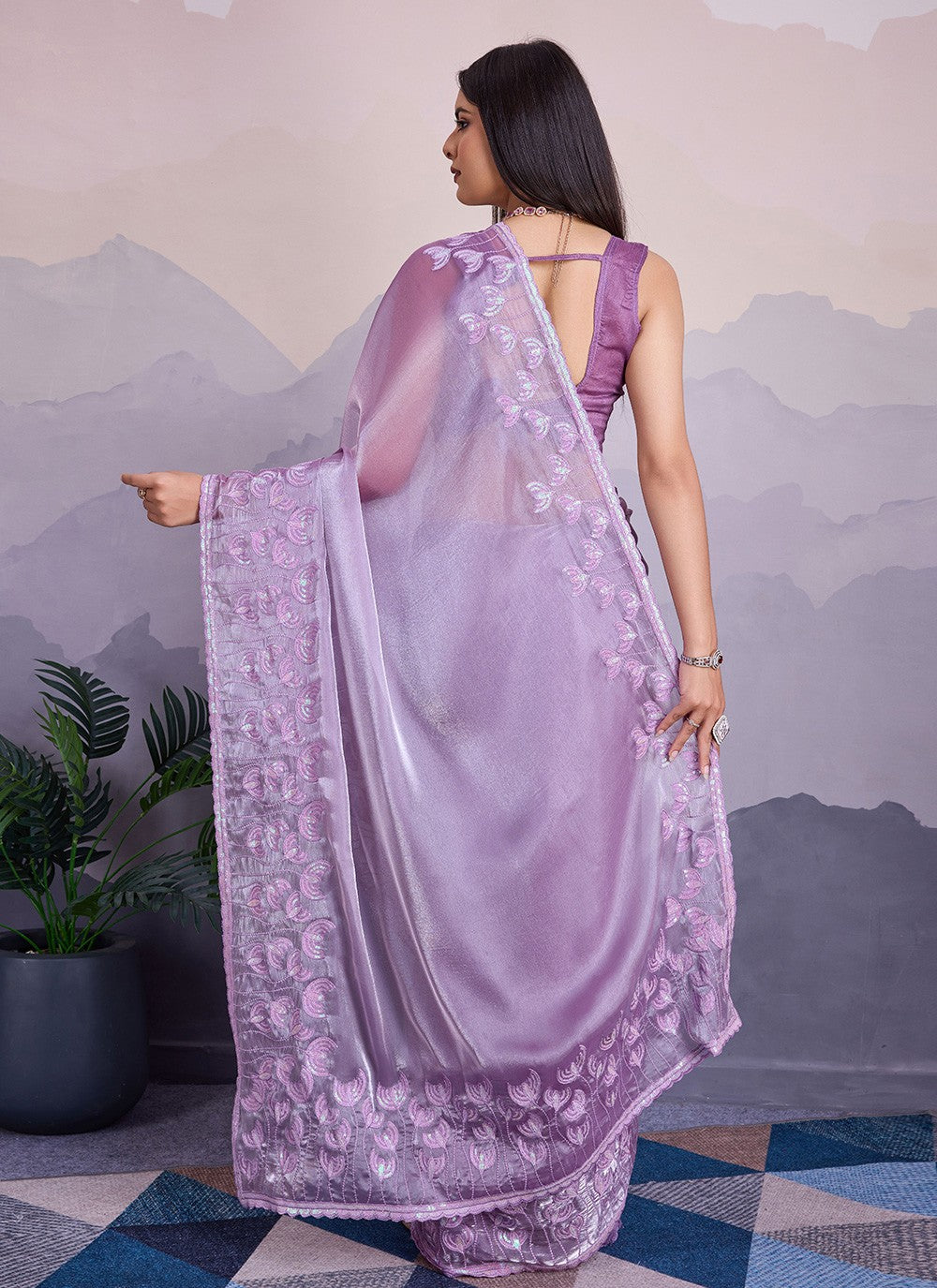 Traditional Embroidered Silk Saree - S8539