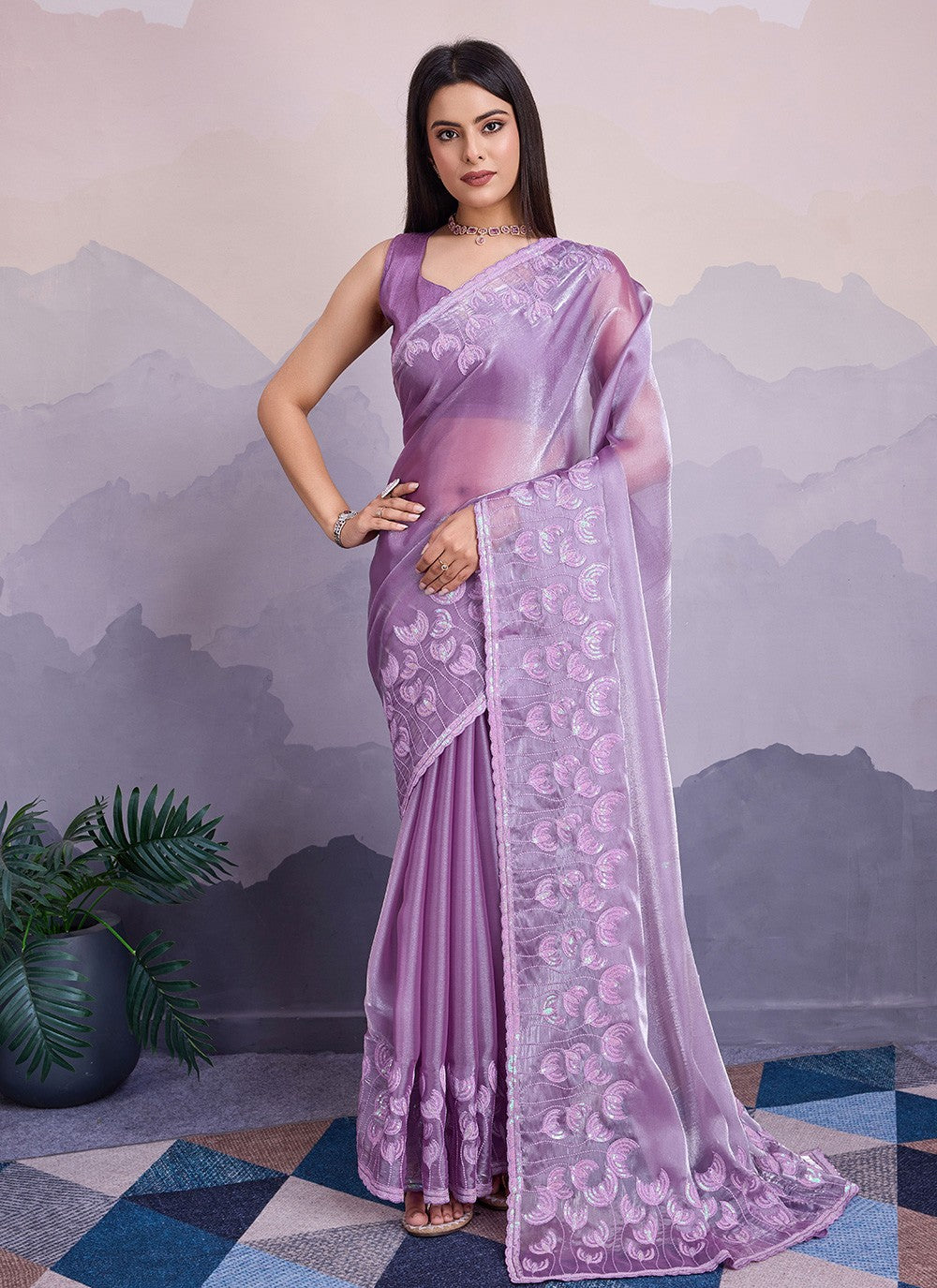 Traditional Embroidered Silk Saree - S8539