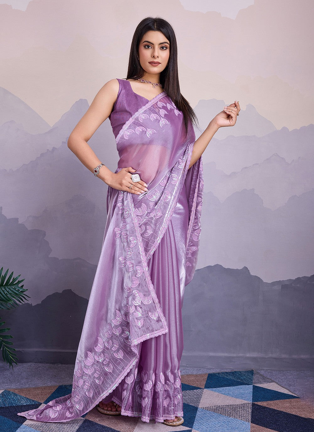 Traditional Embroidered Silk Saree - S8539