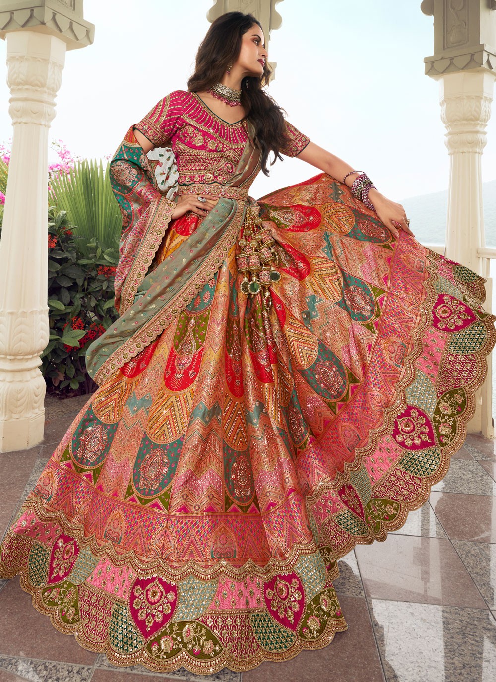 Embroidered Silk A - Line Lehenga - L2244