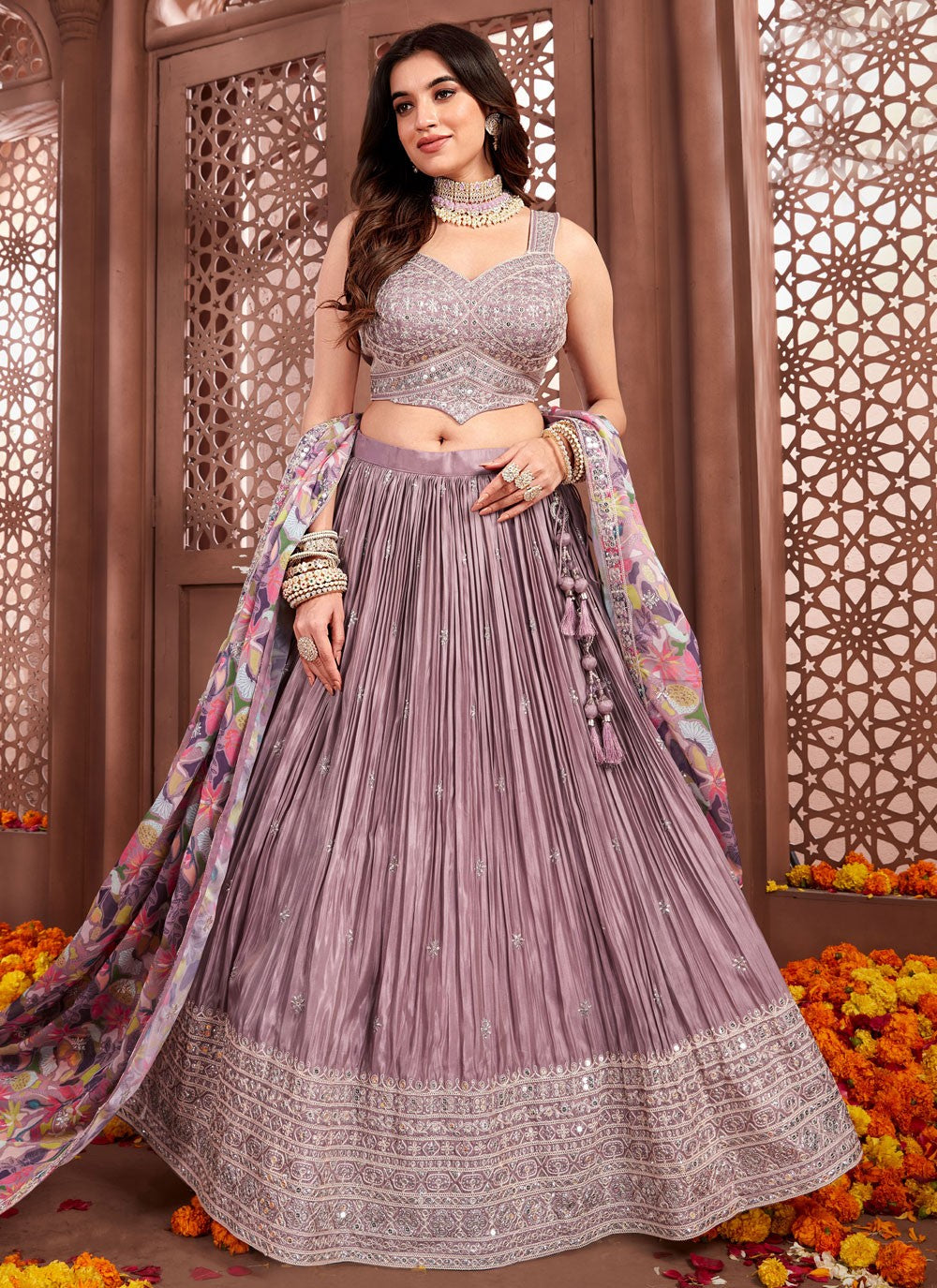 Embroidered Silk Readymade Lehenga Choli - L2673