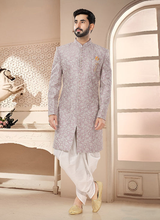 Embroidered Silk Pink Sherwani - M7540