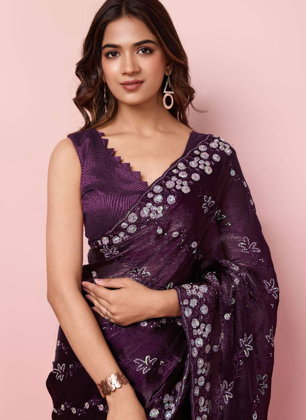 Classic Embroidered Silk Saree - S6482