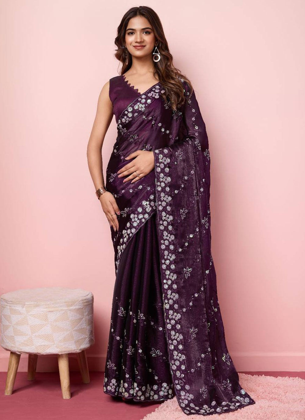 Classic Embroidered Silk Saree - S6482