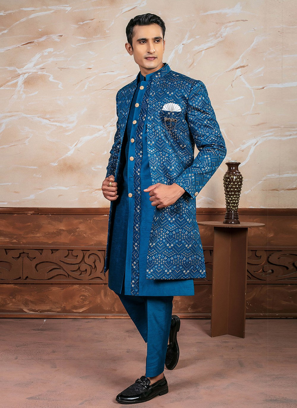 Embroidered Silk Rama Sherwani - M8316