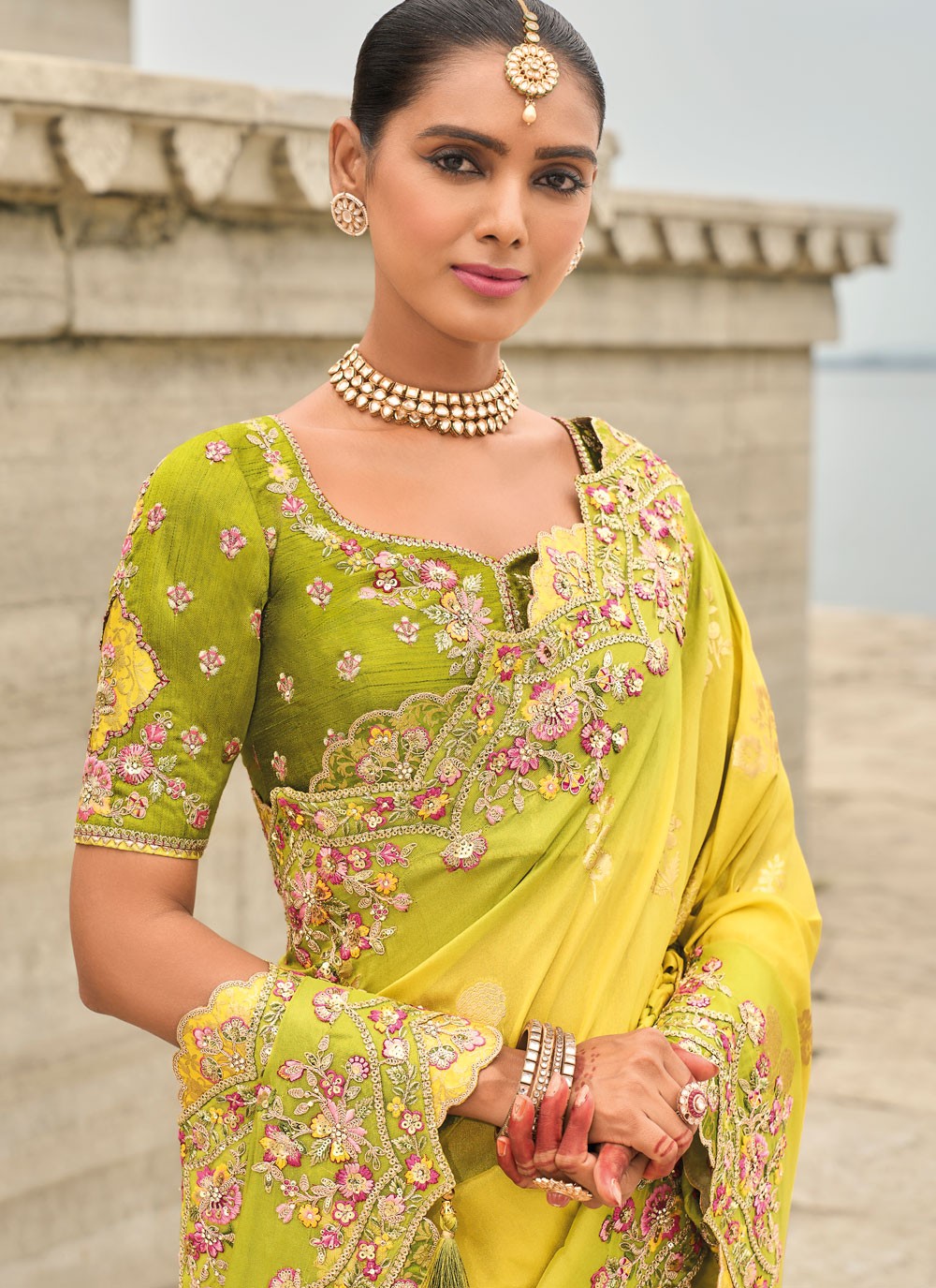 Classic Saree Buttis Yellow Silk Saree S13022