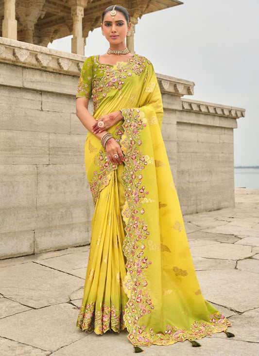 Classic Saree Buttis Yellow Silk Saree S13022