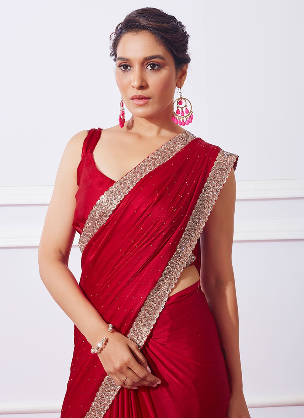 Trendy Swarovski Silk Saree - S4811