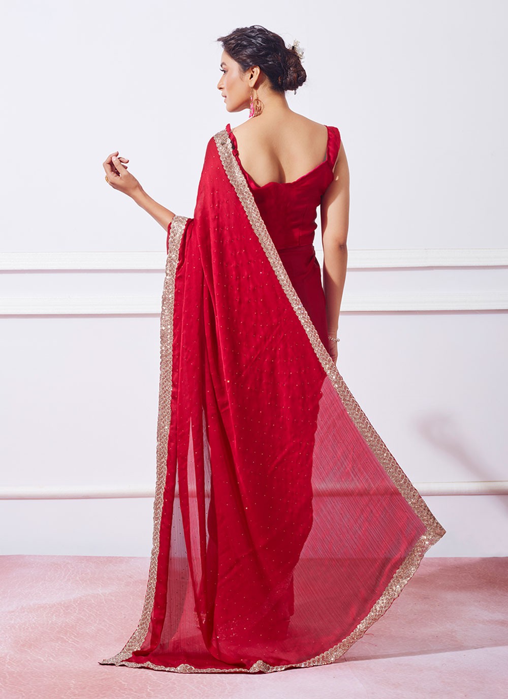Trendy Swarovski Silk Saree - S4811