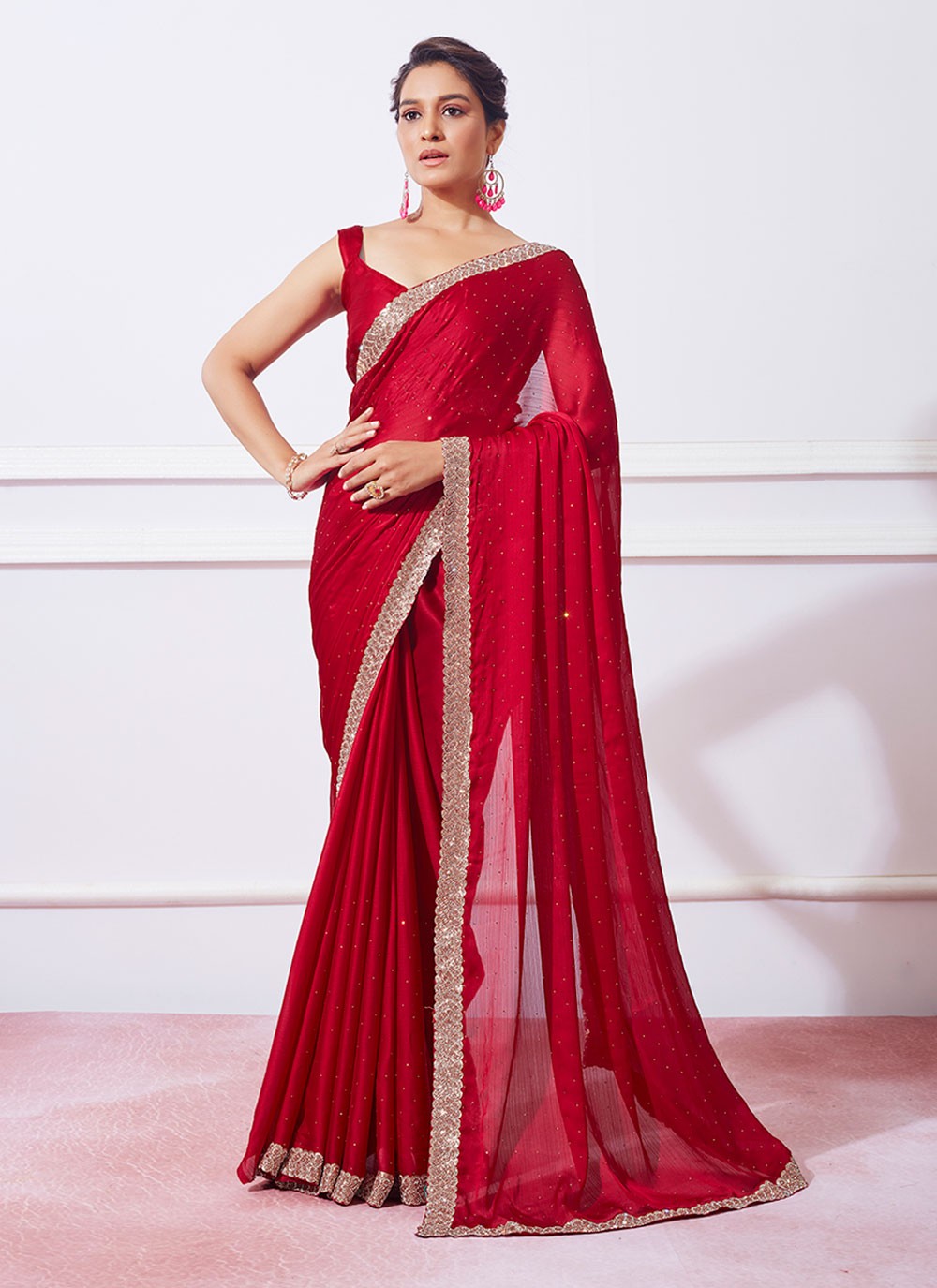 Trendy Swarovski Silk Saree - S4811
