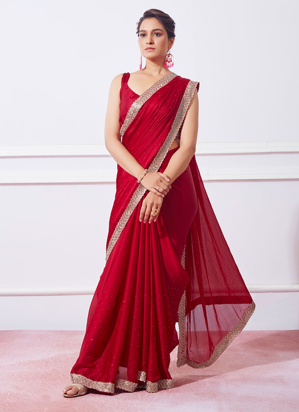 Trendy Swarovski Silk Saree - S4811