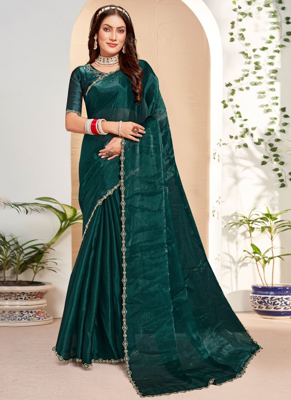 Classic Border Work Silk Saree - S7658