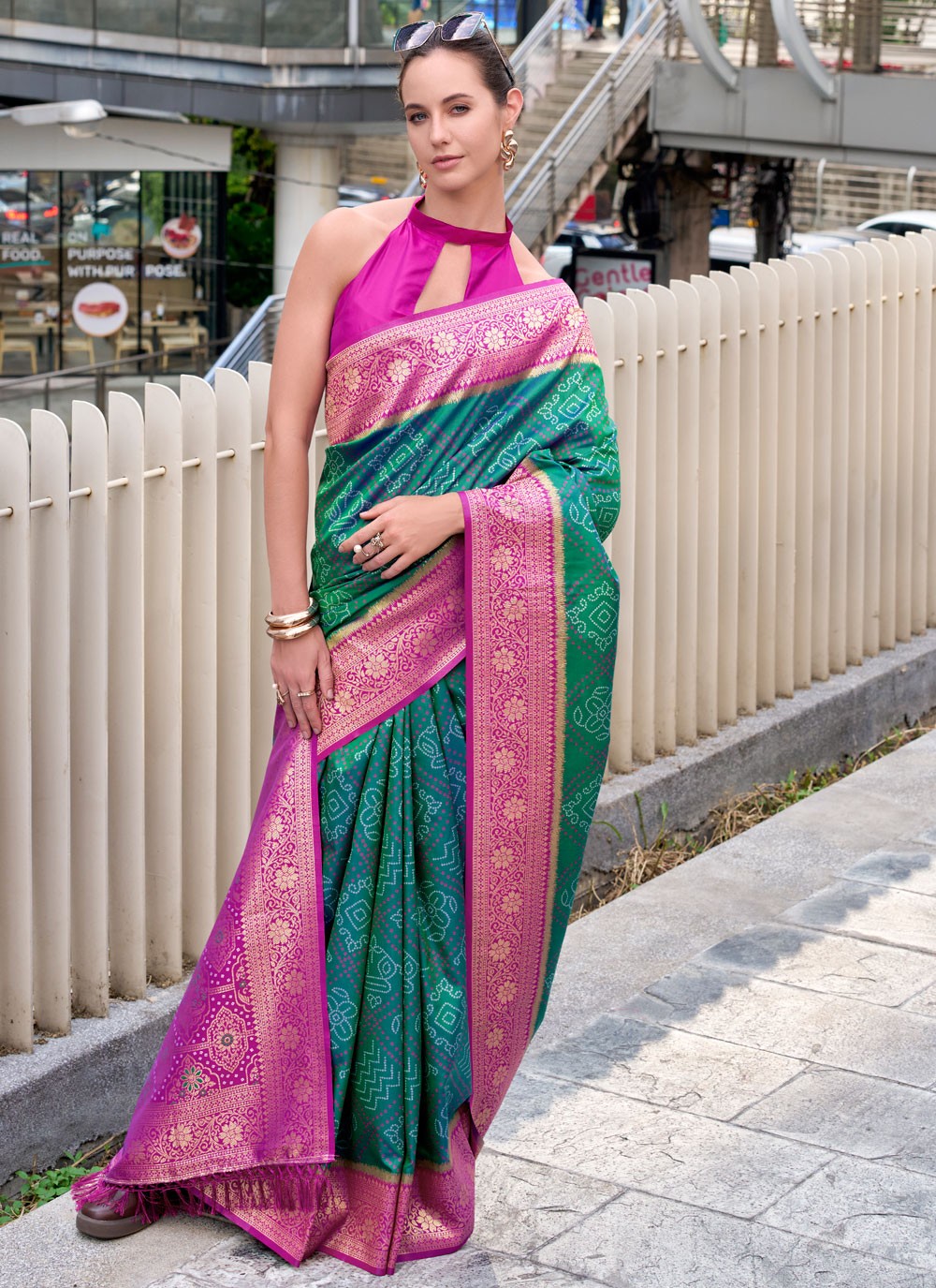 Green Silk Traditional Saree Weaving Zari S18081