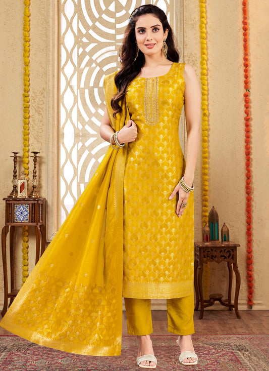 Archive Embroidered, Jacquard Work, Zari 316303 Yellow T6684