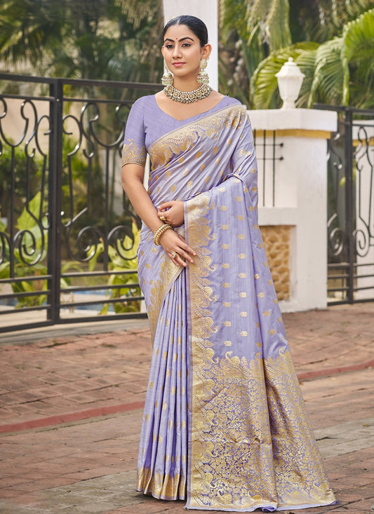 Weaving Zari Silk Lavender Saree S14571