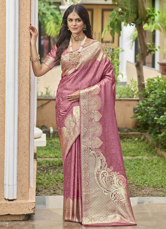 Pink Silk Trendy Saree Woven S20434