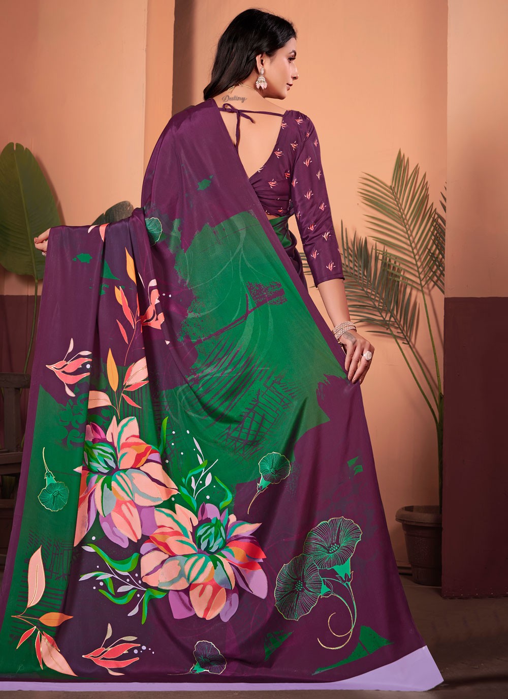 Floral Printed Silk Multi Colour Saree S13985