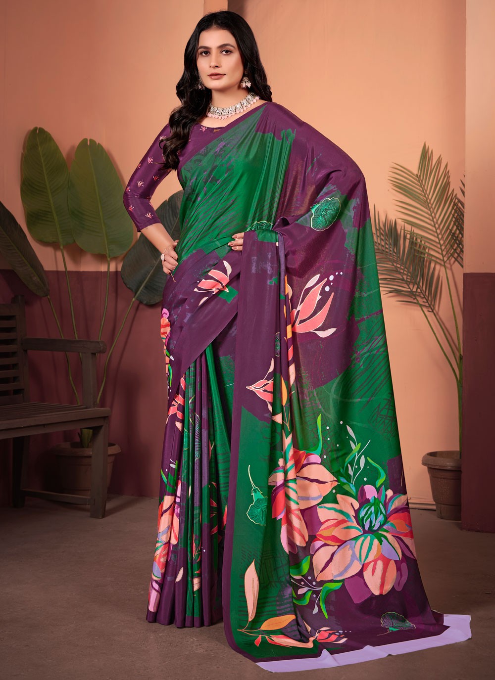 Floral Printed Silk Multi Colour Saree S13985