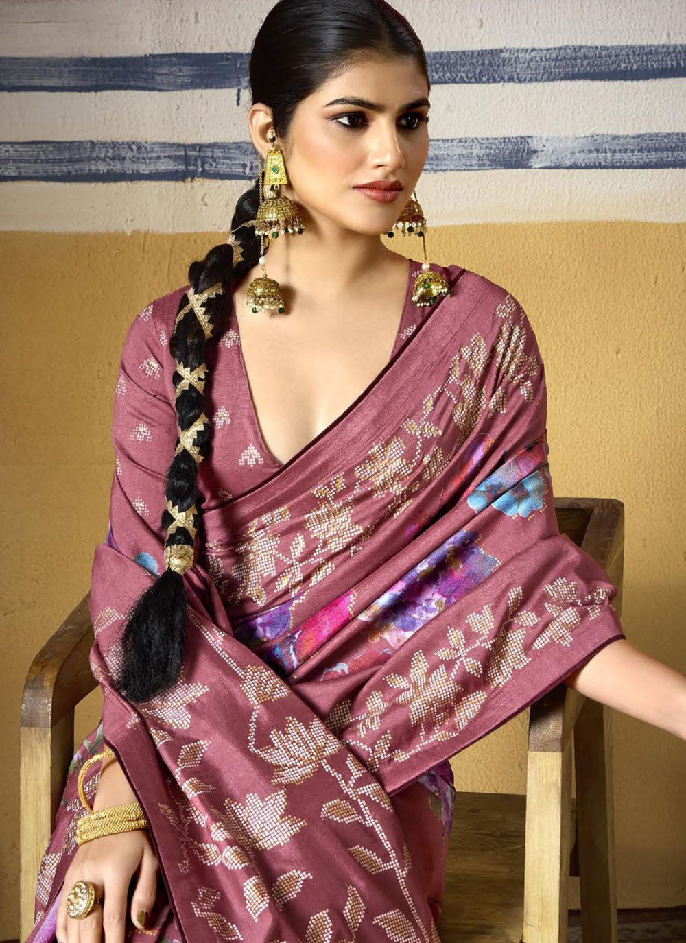 Pink Silk Trendy Saree Printed S17109