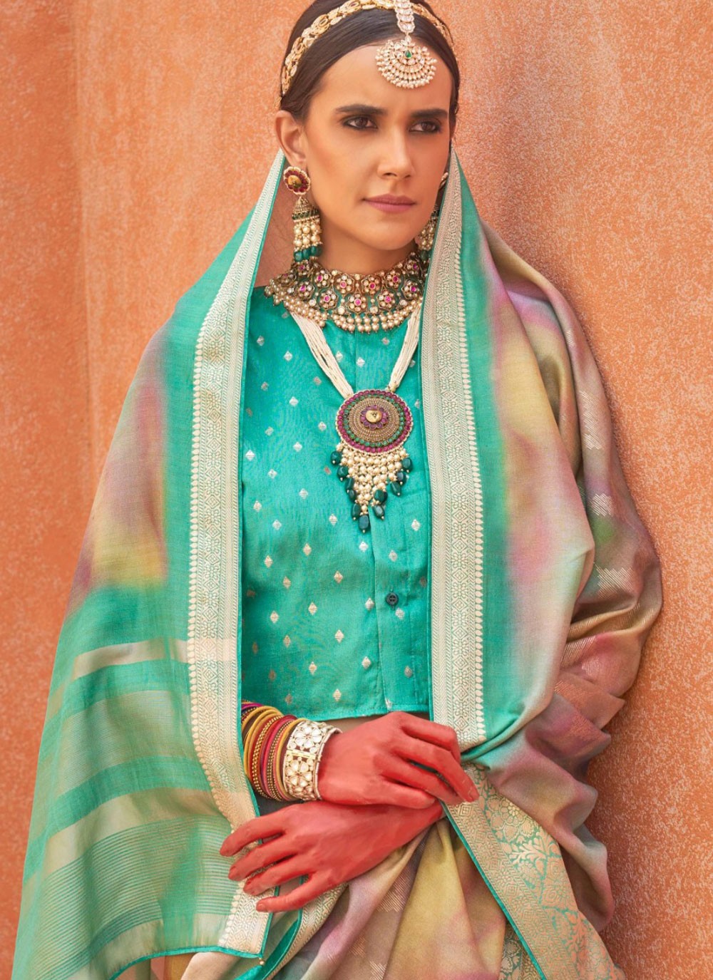 Classic Foliage Prints Silk Saree - S7811