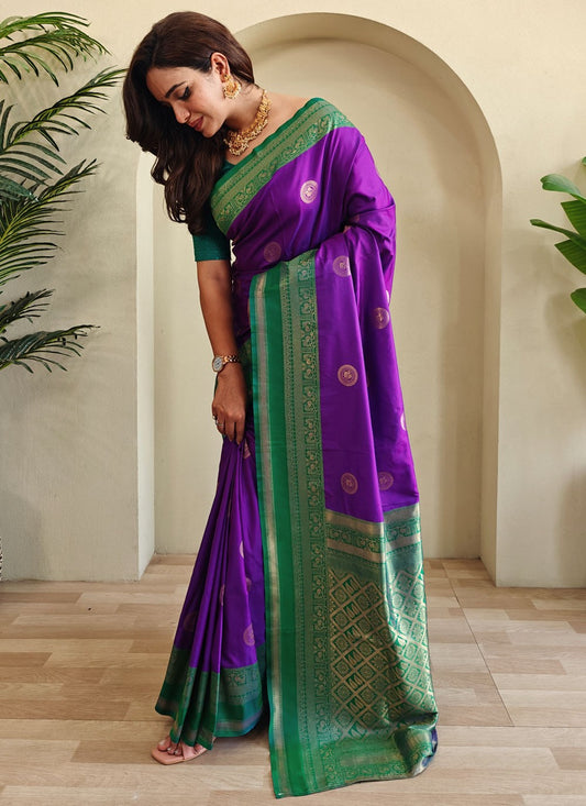 Violet Silk Classic Saree Woven S17277