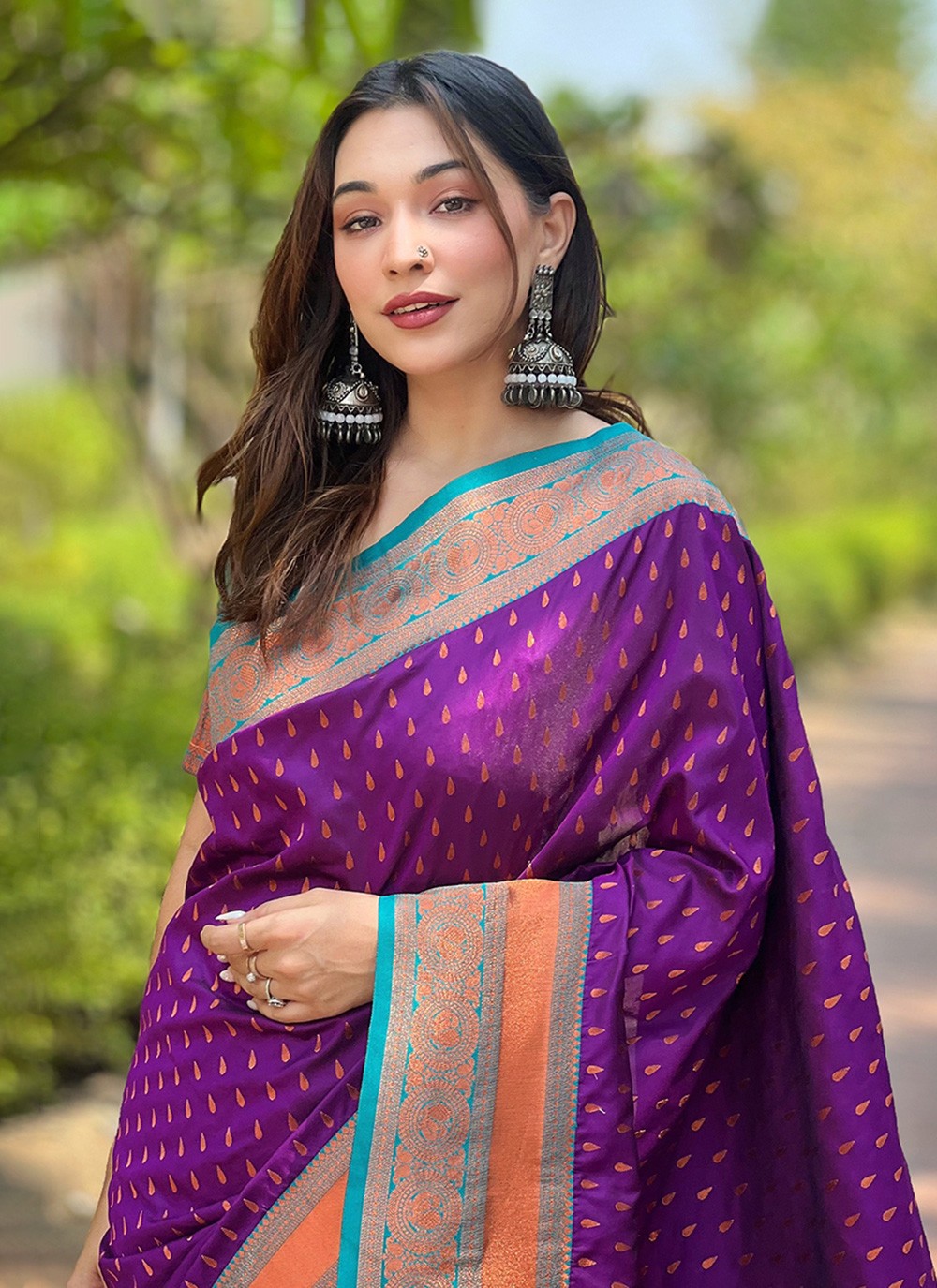 Casual Woven Silk Violet Saree - S11351