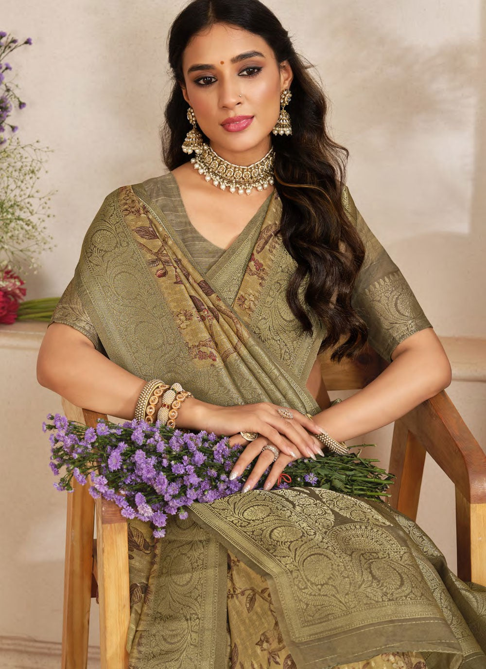 Trendy Saree Weaving Zari Beige, Yellow Silk Saree S13325