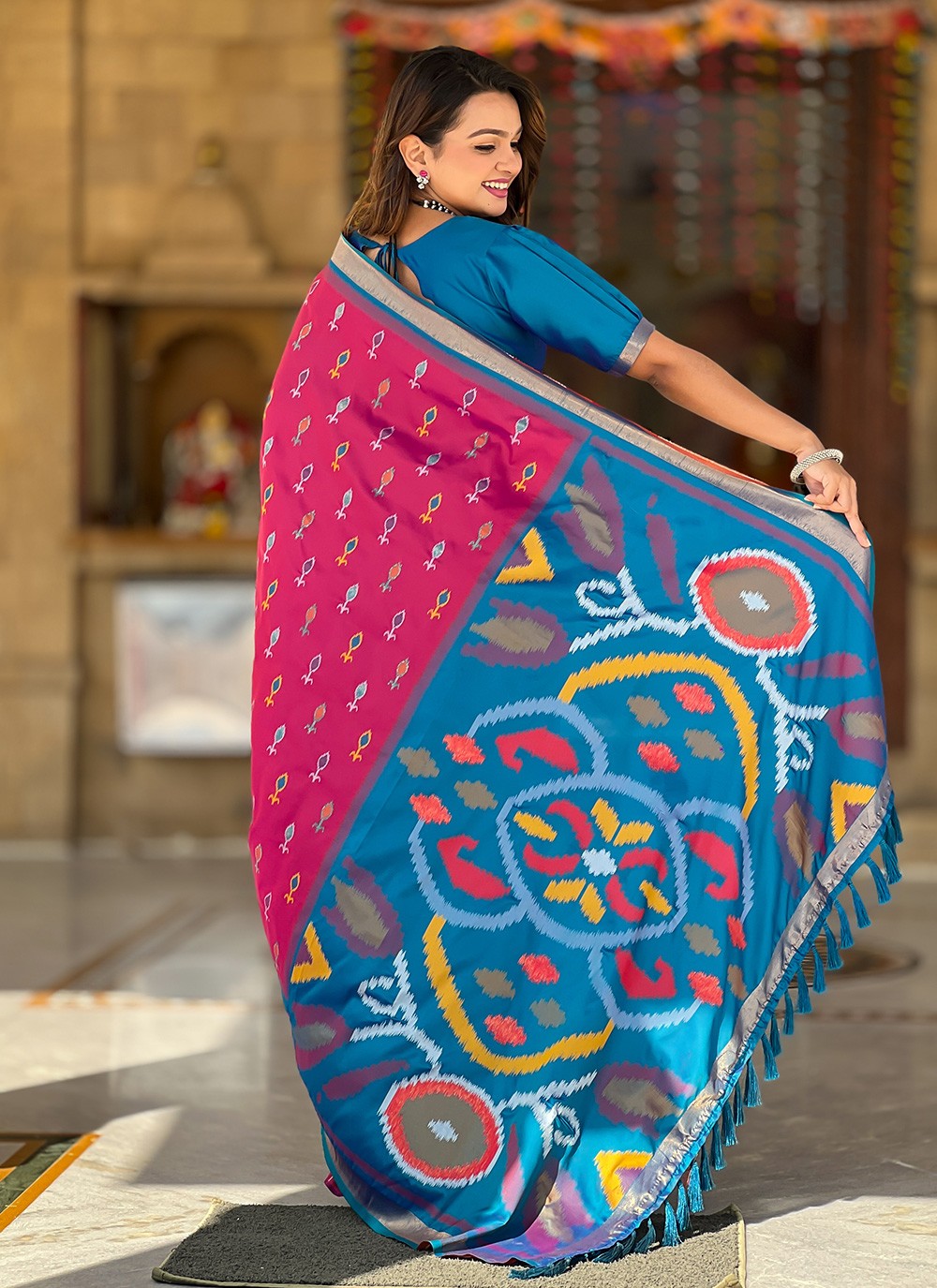 Weaving Zari Silk Fuchsia Saree S14306