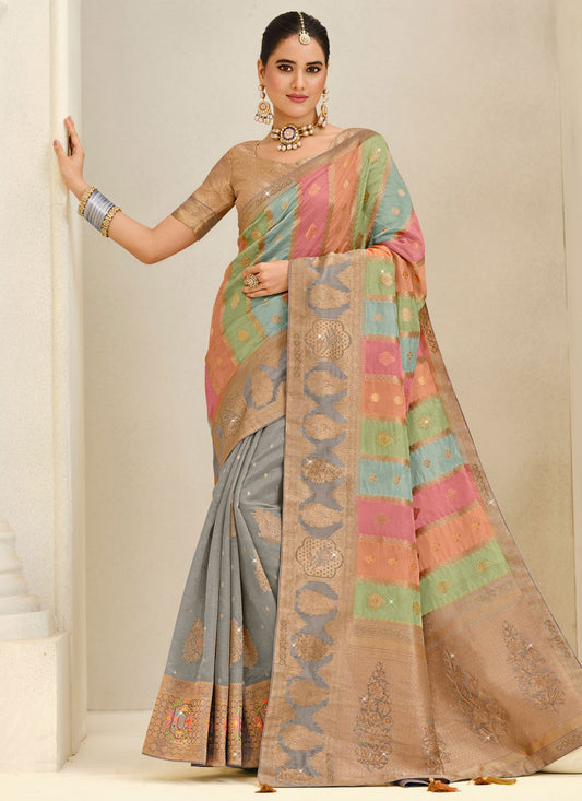 Multi Colour Silk Classic Saree Weaving Zari S20180