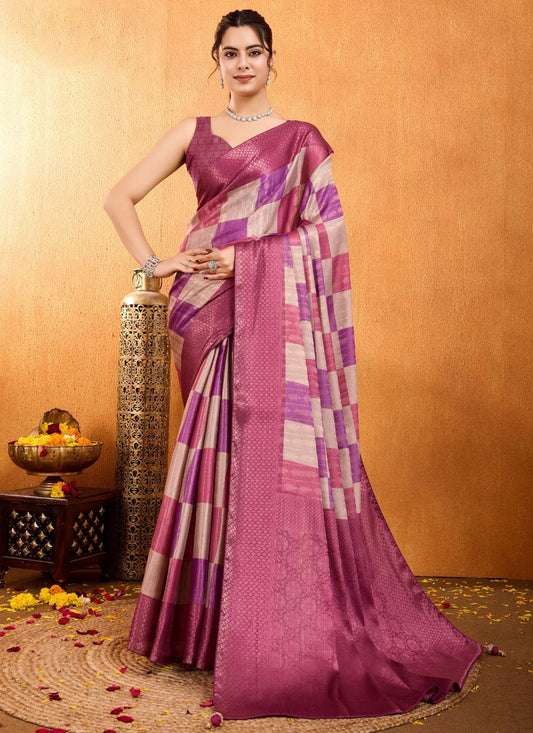 Weaving Zari Brocade Wine Saree S13940