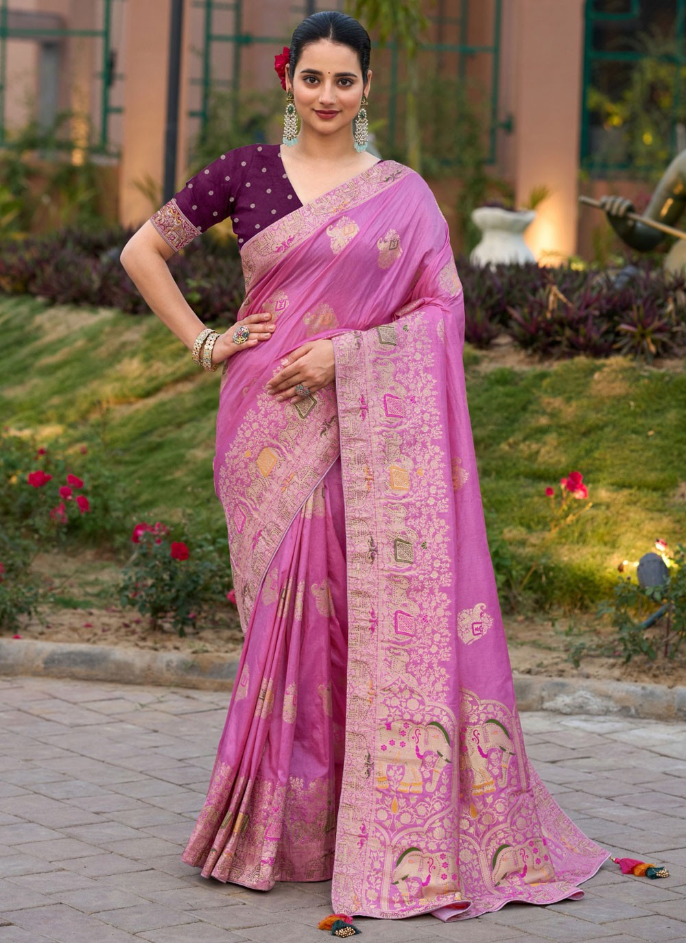 Swarovski Silk Lavender Traditional Saree S15102