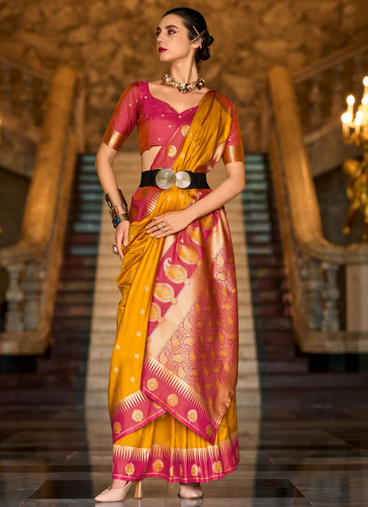 Weaving Zari Silk Multi Colour Designer Saree S14853