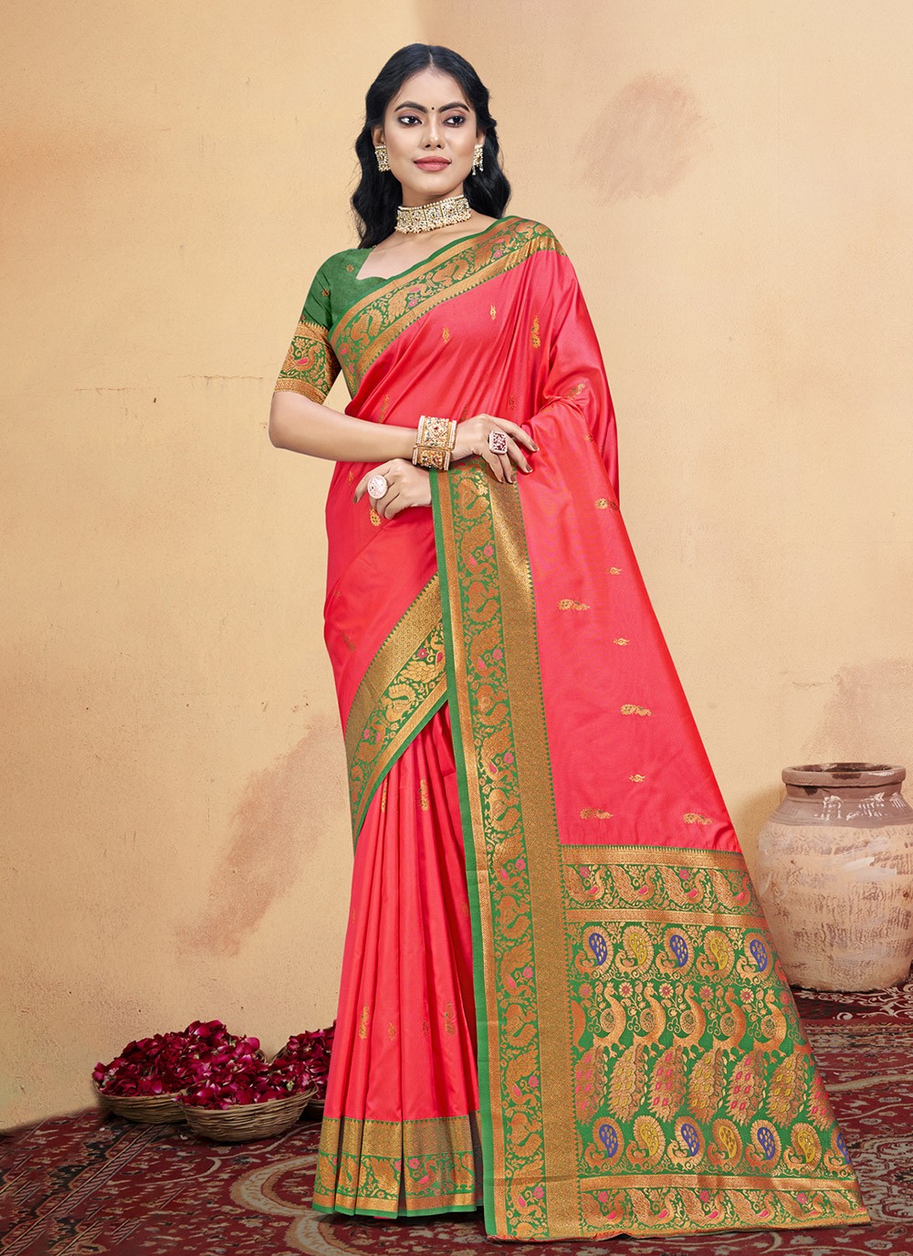 Classic Weaving Zari Silk Sea Green Saree - S11272