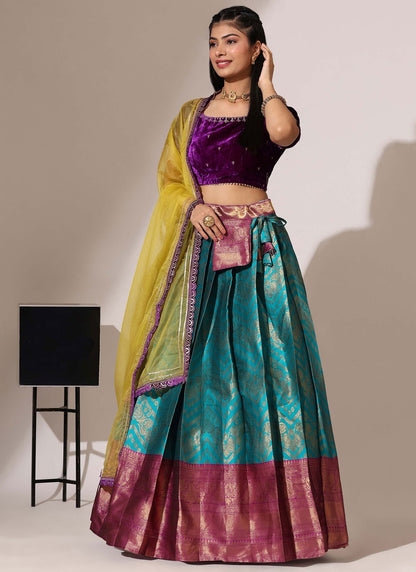 Weaving Zari Silk A - Line Lehenga - L2961