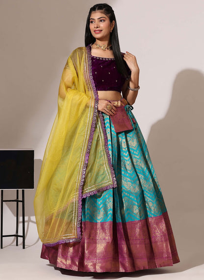 Weaving Zari Silk A - Line Lehenga - L2961