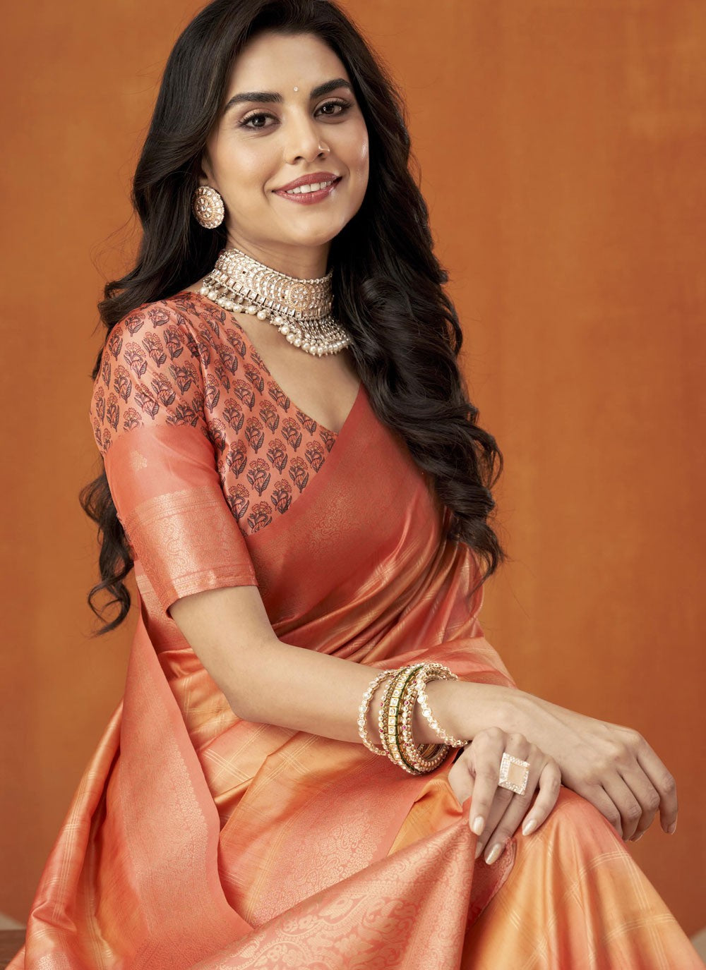 Trendy Saree Weaving Zari Rust, Yellow Silk Saree S13503