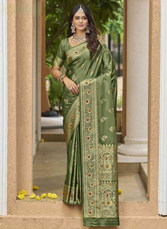 Green Silk Trendy Saree Weaving Zari S20382
