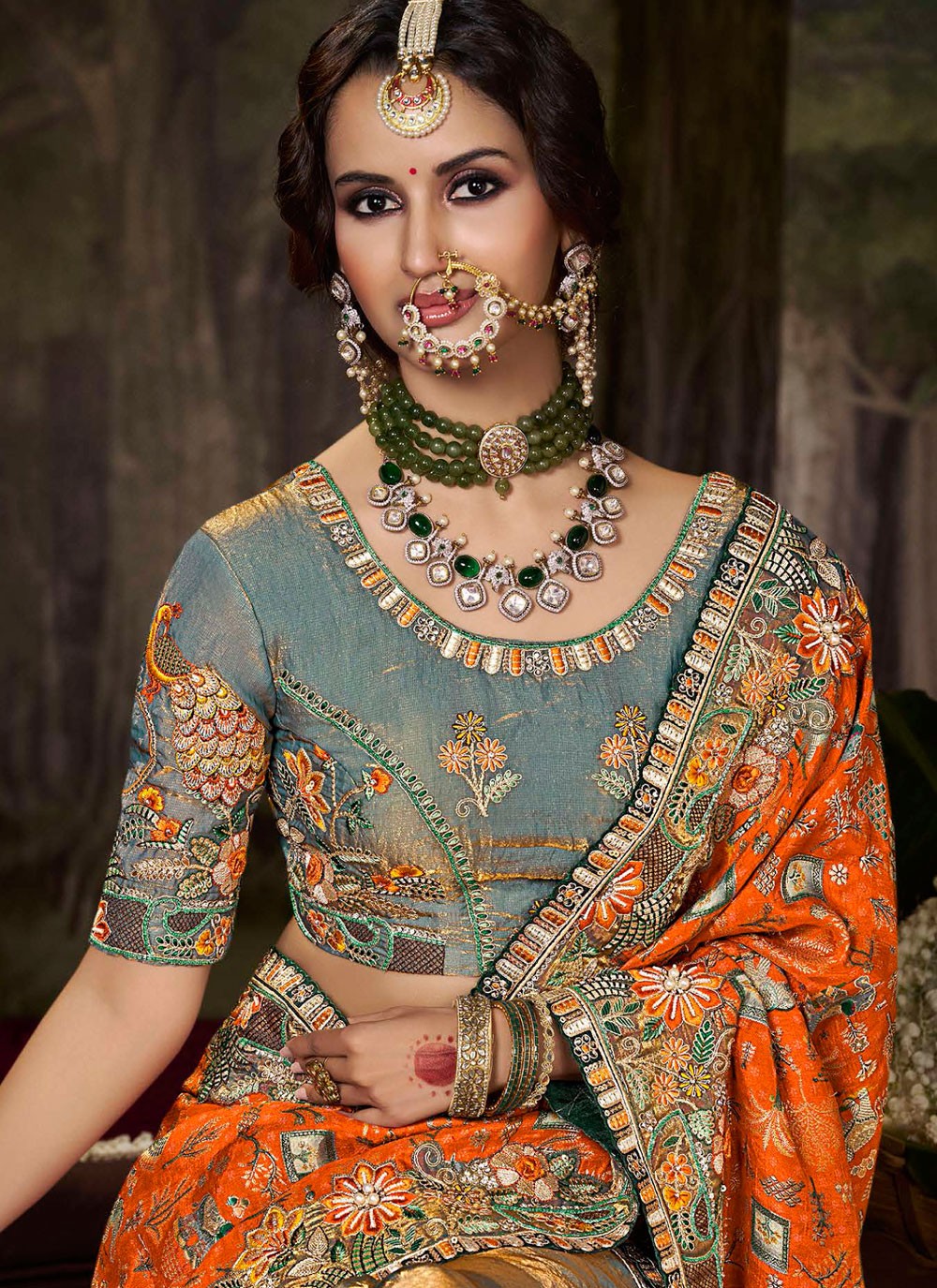 Grey Silk Trendy Saree Embroidered S20490