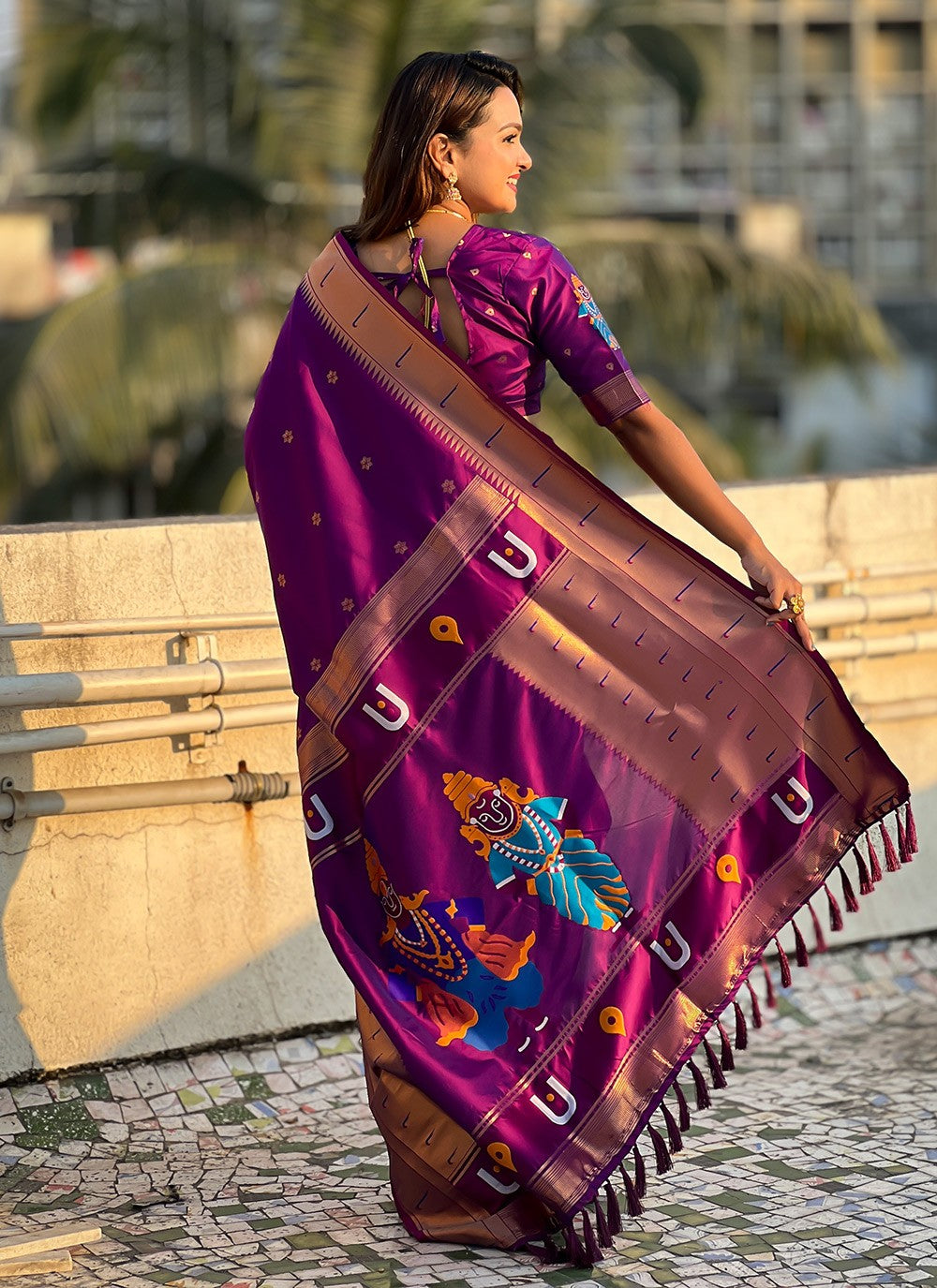 Classic Saree Woven Purple Silk S12619