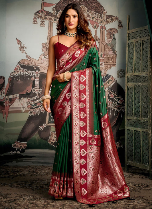 Green Silk Classic Saree Woven S19857