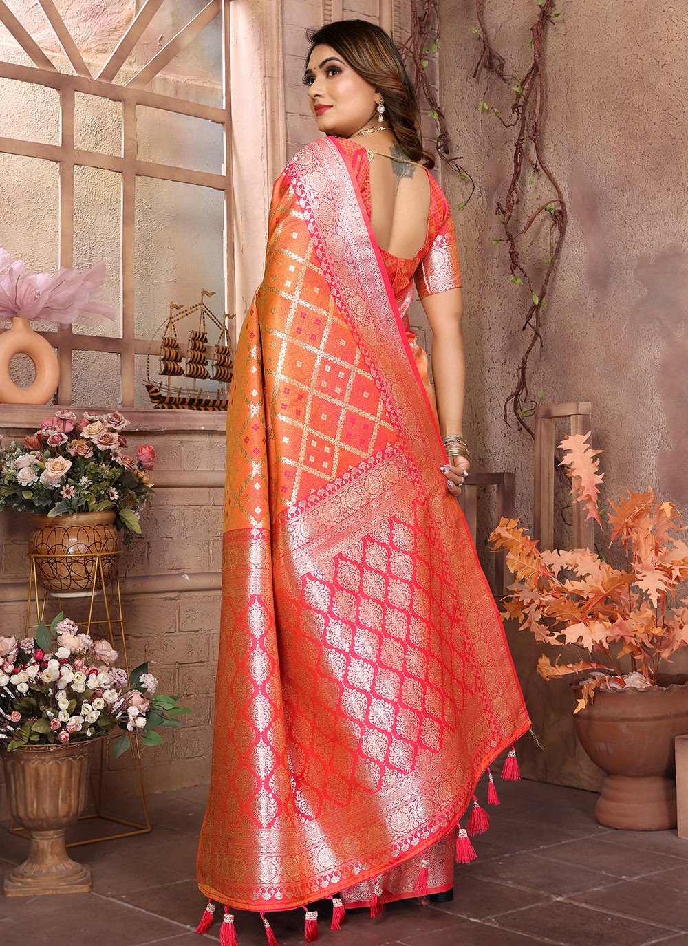 Woven Silk Mustard Saree S14646