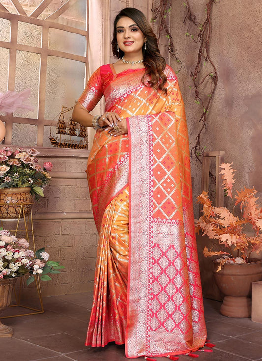 Woven Silk Mustard Saree S14646