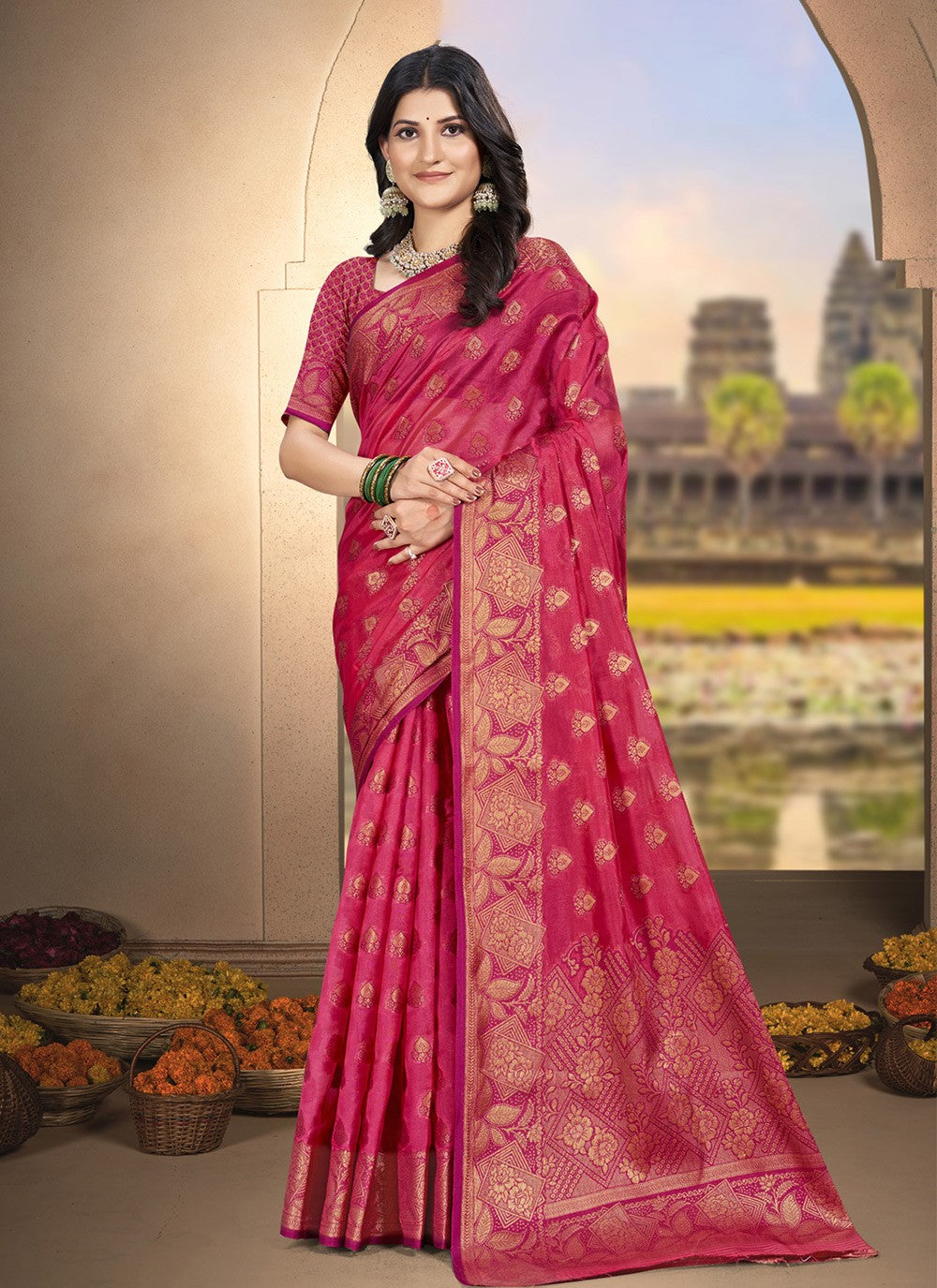 Contemporary Woven Pink Silk S12758