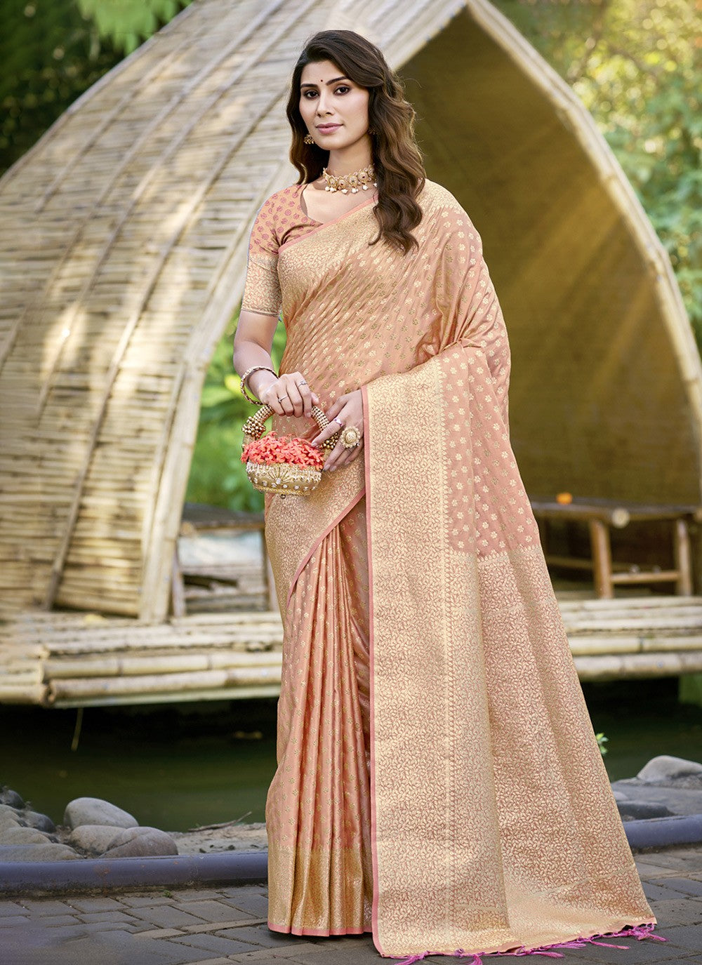 Traditional Woven Pink Silk S12358