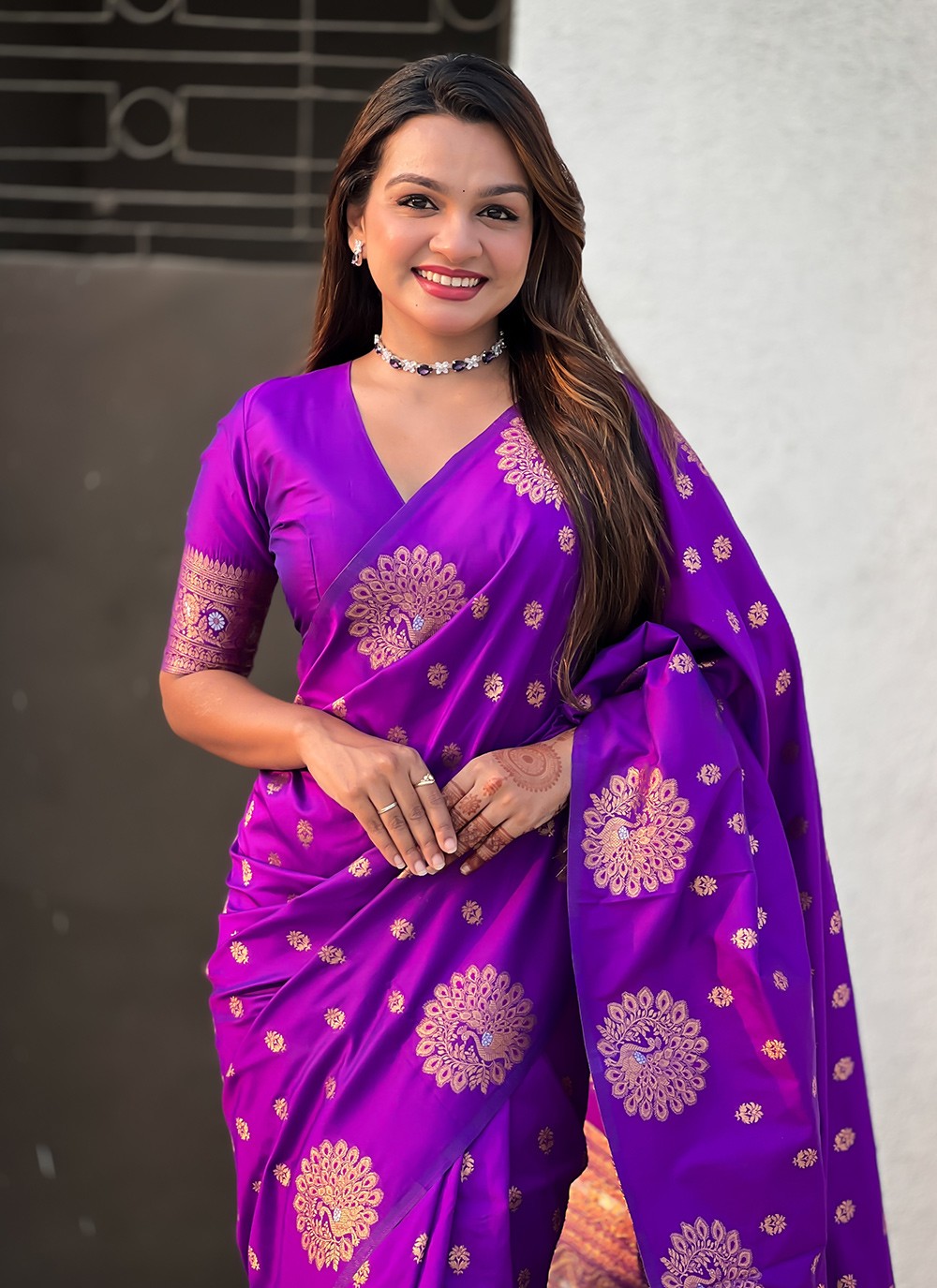 Woven Silk Purple Saree S14682