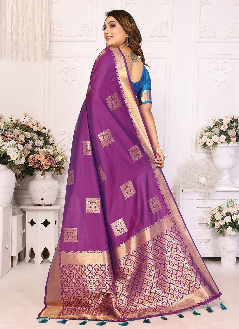 Woven Silk Purple Saree S14745